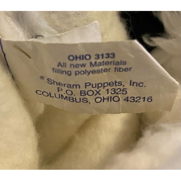 22” VINTAGE OHIO 3133 SHERAM Hand PUPPET STUFFED ANIMAL PLUSH Black White Cat - Picture 4 of 4
